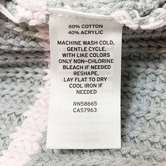 Caslon Shaker Mock Neck Sweater new NWT medium gray pink stripe boxy chunky - Picture 8 of 9